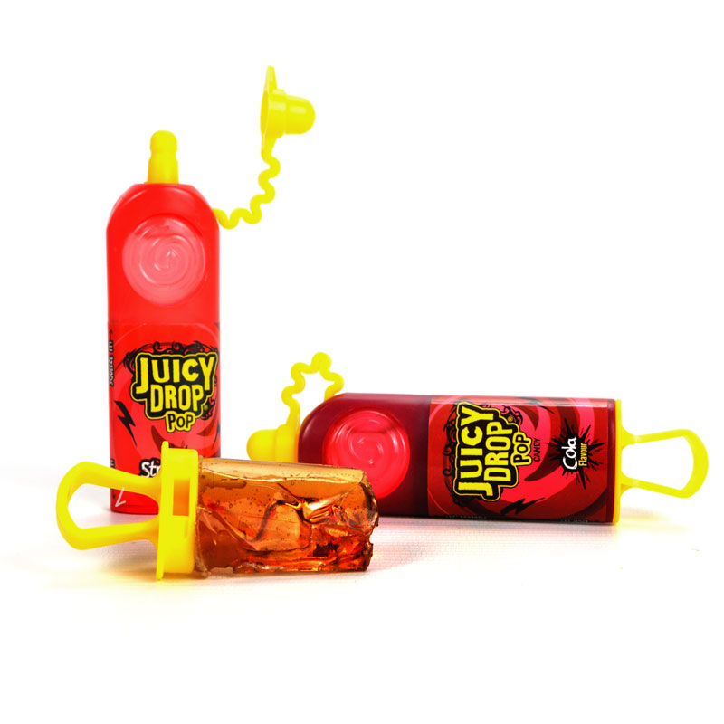Juicy Drop Pop Cola Lollipop with Sour Gel  