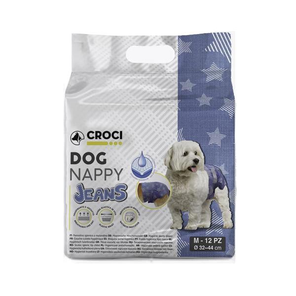 DOG DIAPER JEAN 12 P MD 32-34 CM