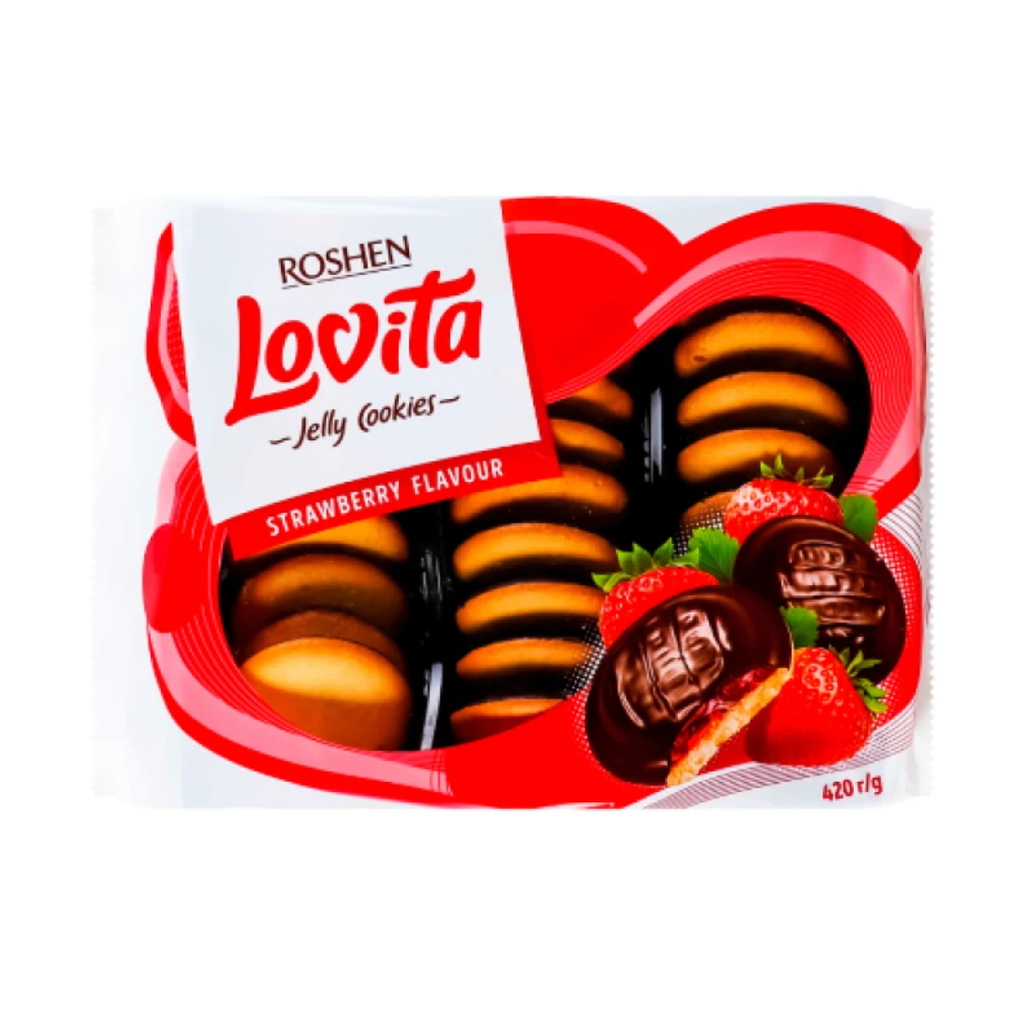 Cookie Lovita Roshen 420g, STRAWBERRY