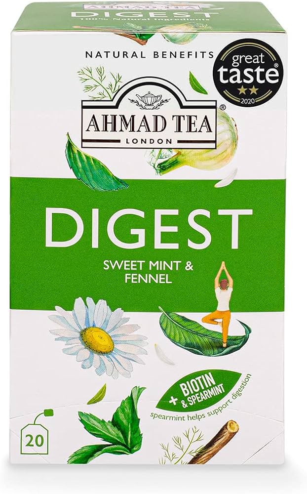 Ahmad Tea Natural Benefit Tea | Menthe douce et Fenouil Digest 20 Sachets 