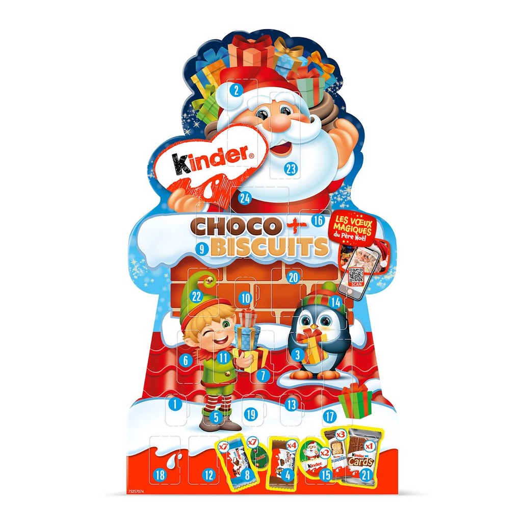 KINDER Calendrier de l'Avent choco biscuits 24 pièces 