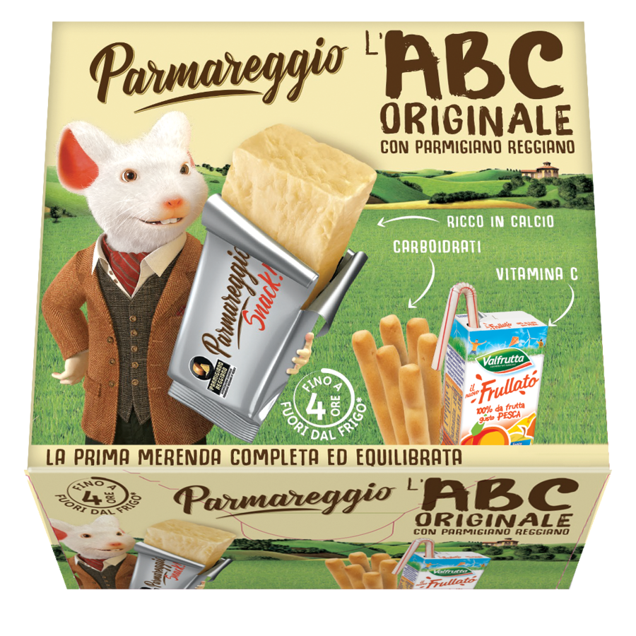 Parmareggio ABC Merenda Snack Goûter Cheese/Fruit Juice/Pains Grissini - 170gr