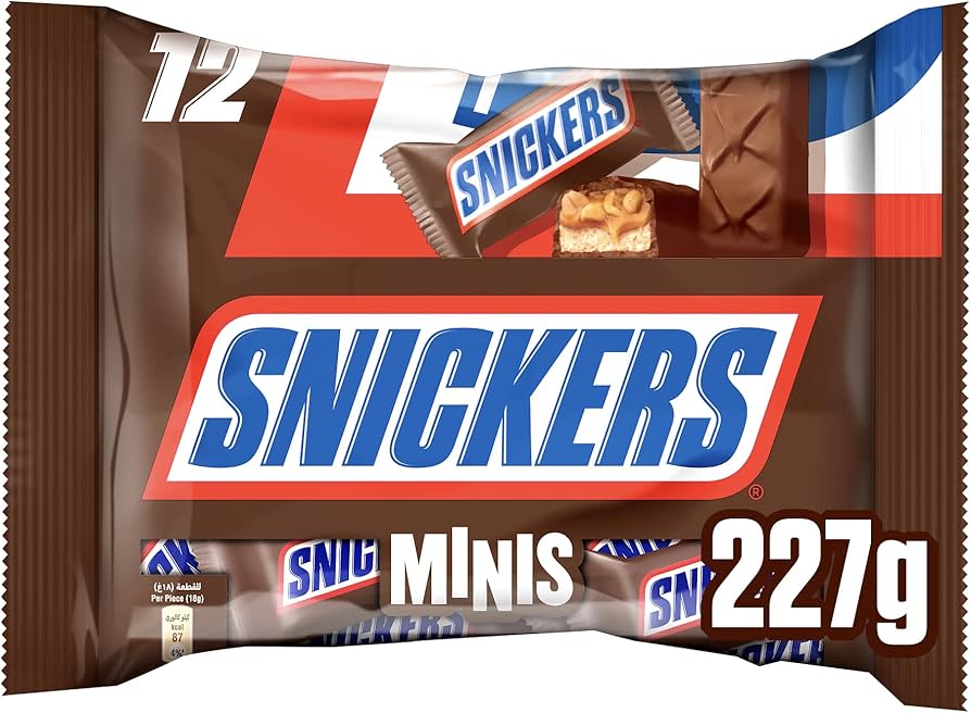 Snickers minis chocolate peanuts - 227 gr, 12 pieces