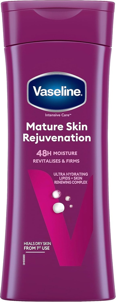 Vaseline Intensive Care Mature Skin Rejuvenation Body Lotion soigne et équilibre la sécheresse de la peau pour les peaux sèches et matures 400 ml