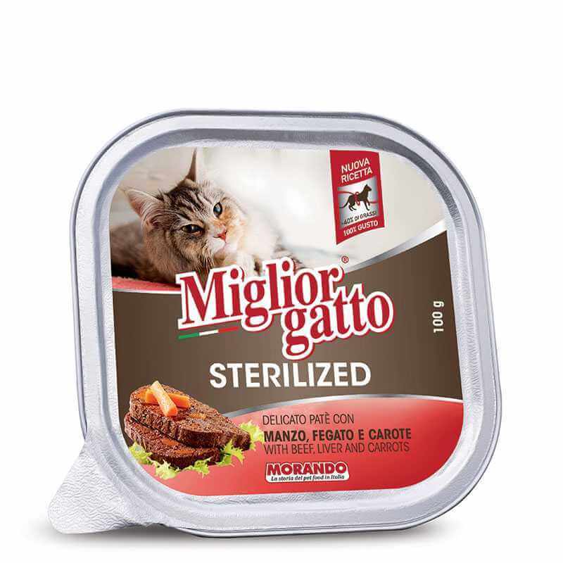 MIGLIOR GATTO Chat Stérilisé Barquette Boeuf Foie ET Carottes 100g