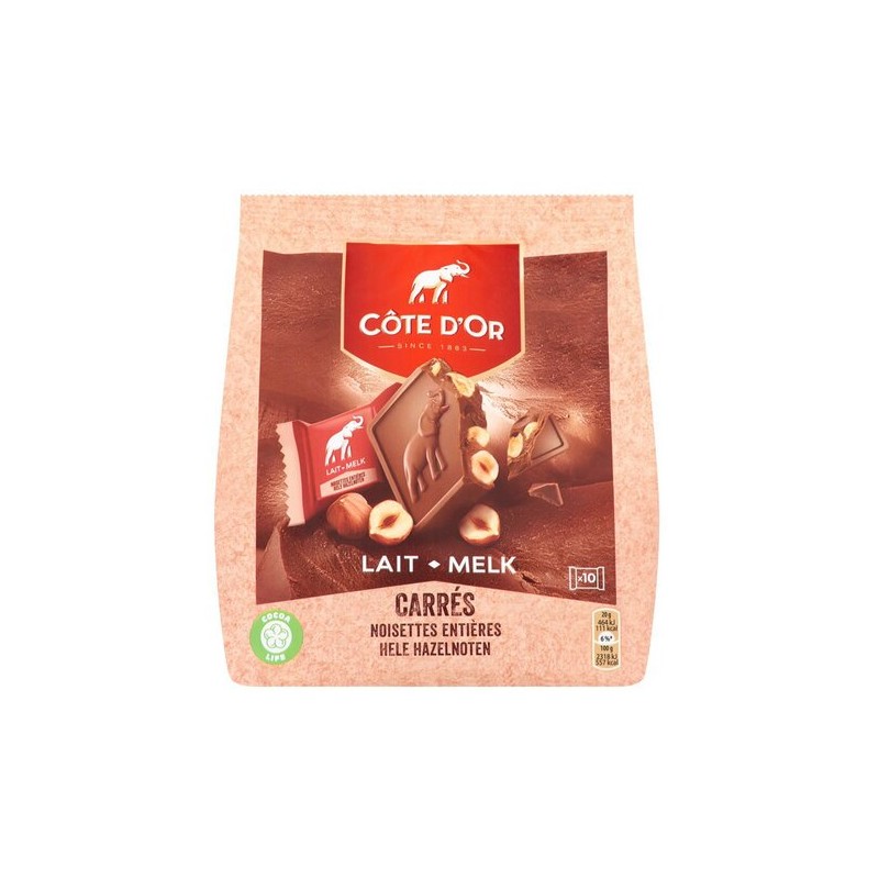 Chocolat belge Côte d'or - Côte d'Or carré au lait et noisettes 200 gr