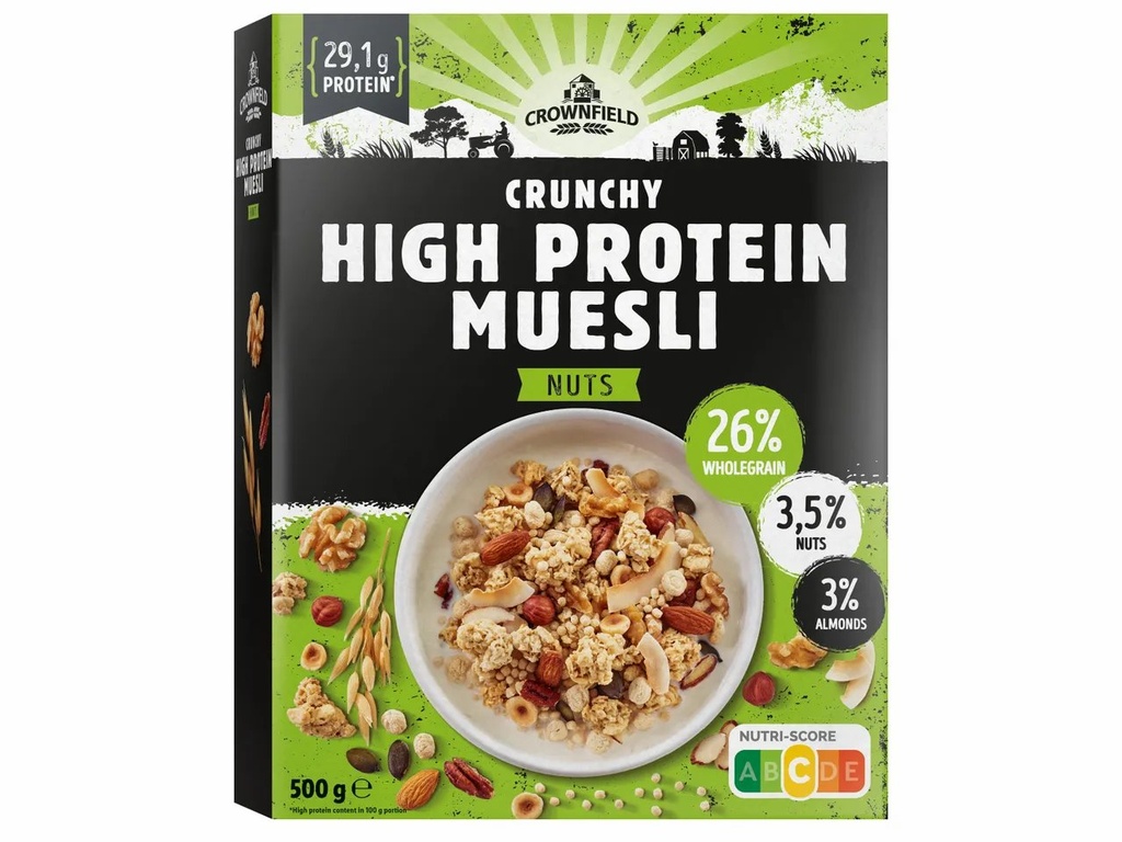 Crunchy High Protein Muesli Nuts Crownfield 500gr