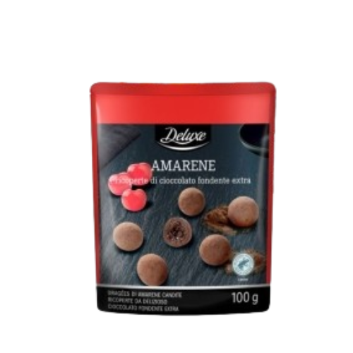 Black cherry cubes of extra dark chocolate 100 gr