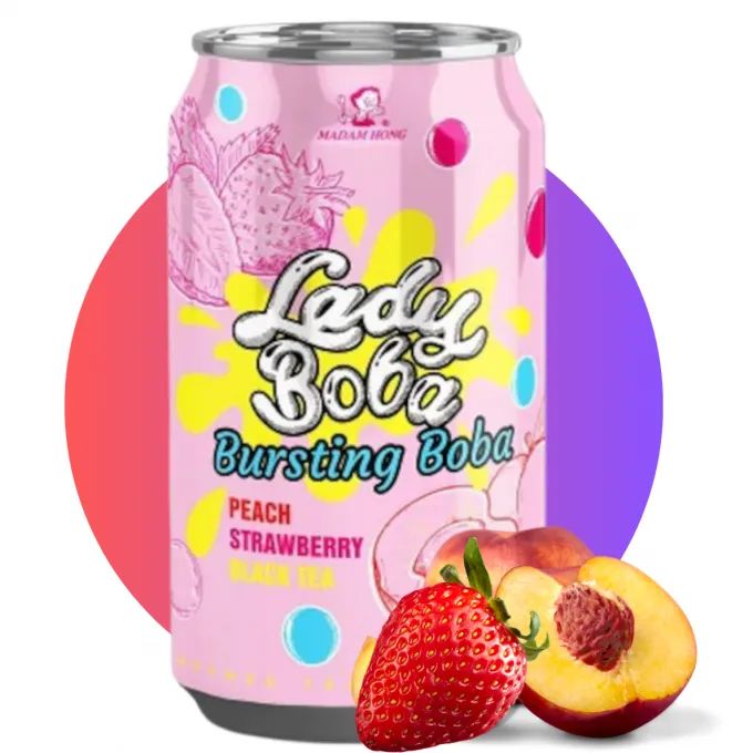 Madam Hong Lady Boba Peach Strawberry Black Tea 320ml