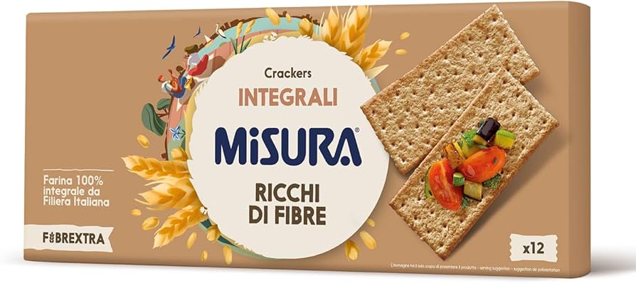 Misura Crackers Integrali Fibrextra | 14% di Fibre e 100% Farina Integrale 385g