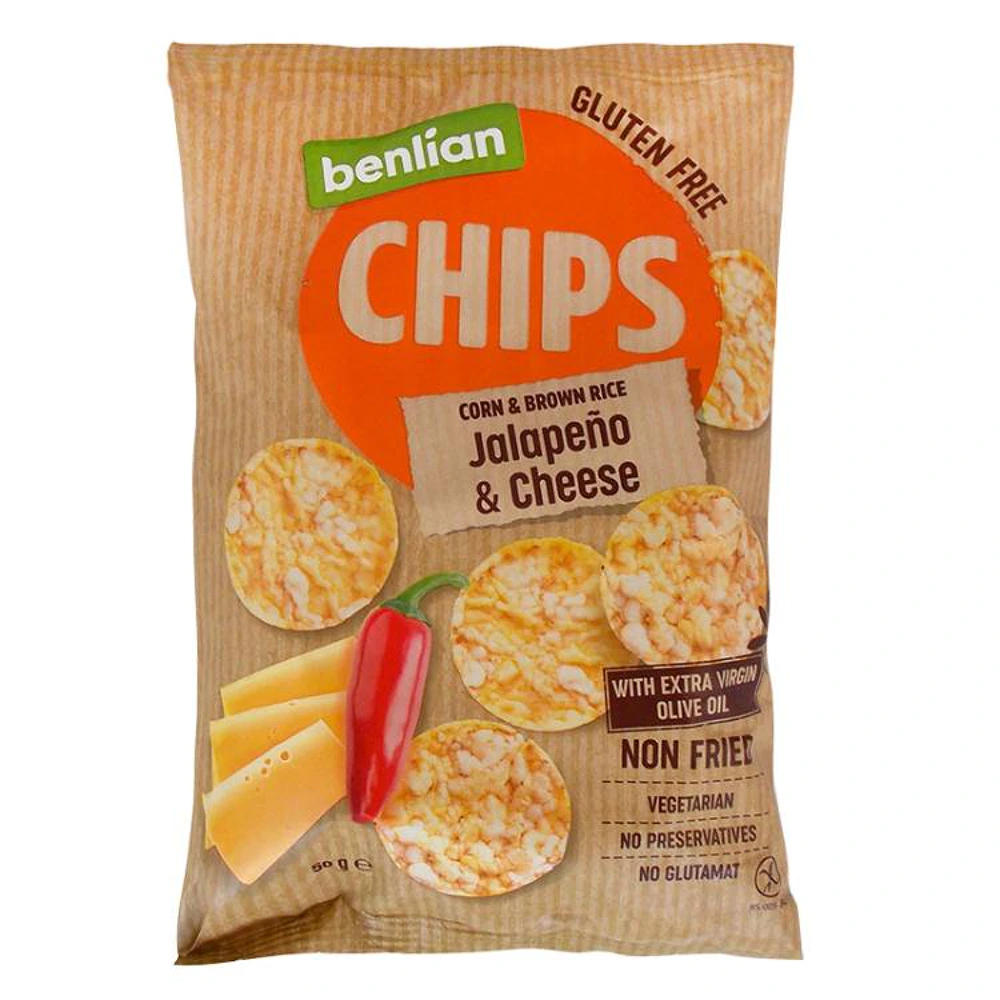 Benlian rice chips with jalapeño and cheese 50g - Gluteen Free