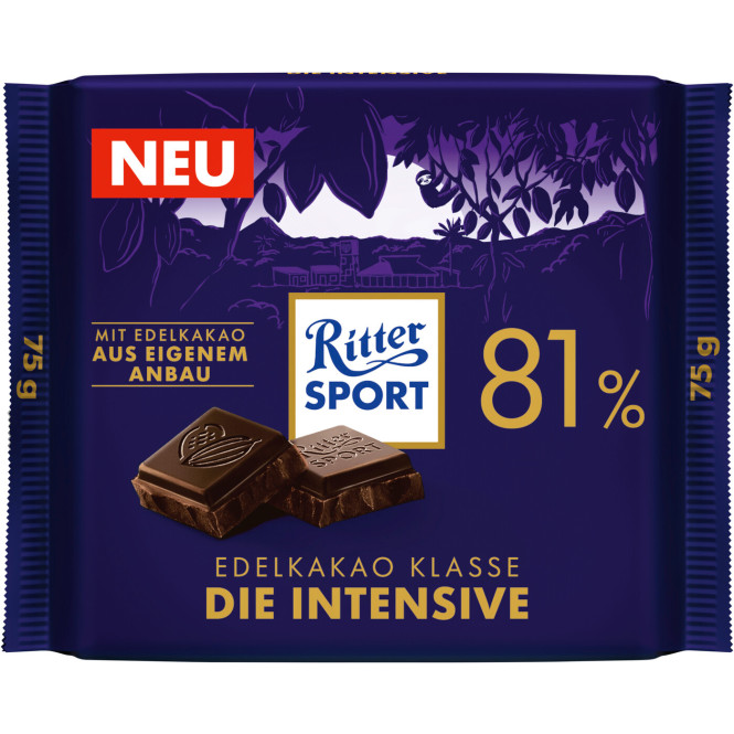 Ritter Sport Intense Dark Chocolate with 81% Cocoa 75g