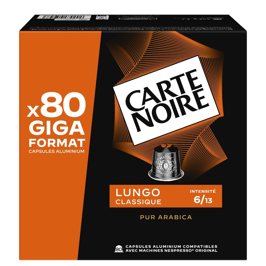 CARTE NOIRE Classic Lungo Coffee Capsules, Intensity 6  (80 capsules)