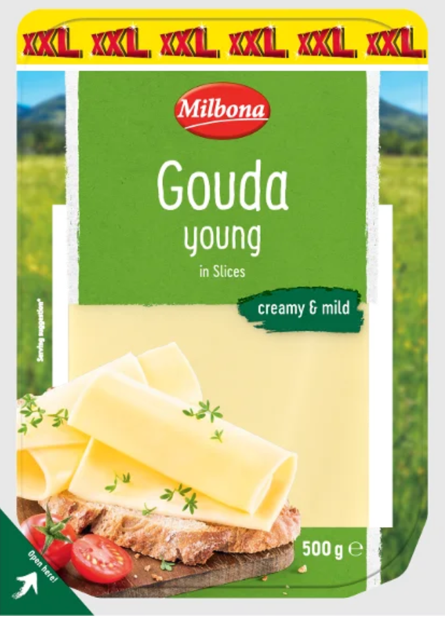 Milbona GOUDA Cheese Slices XXL 500 gr