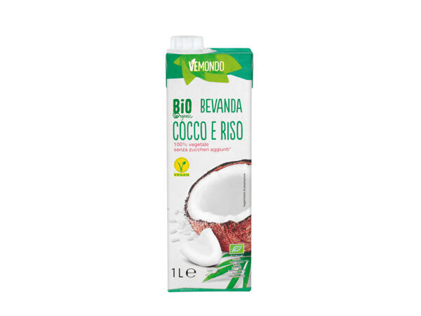 Lait Bio de noix de coco et riz sans sucre 1L