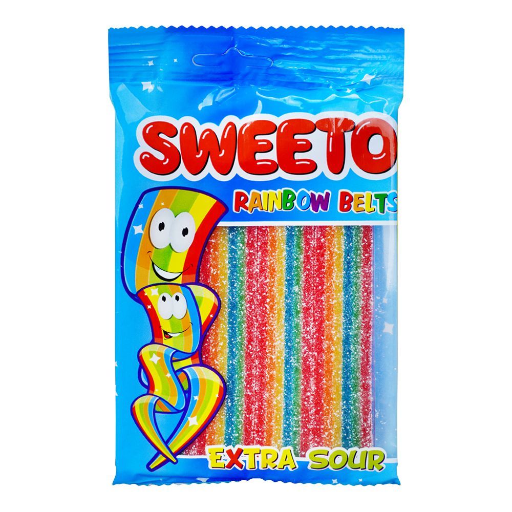 Sweeto Rainbow Belts Jelly Pouch, Extra Sour, 80gr
