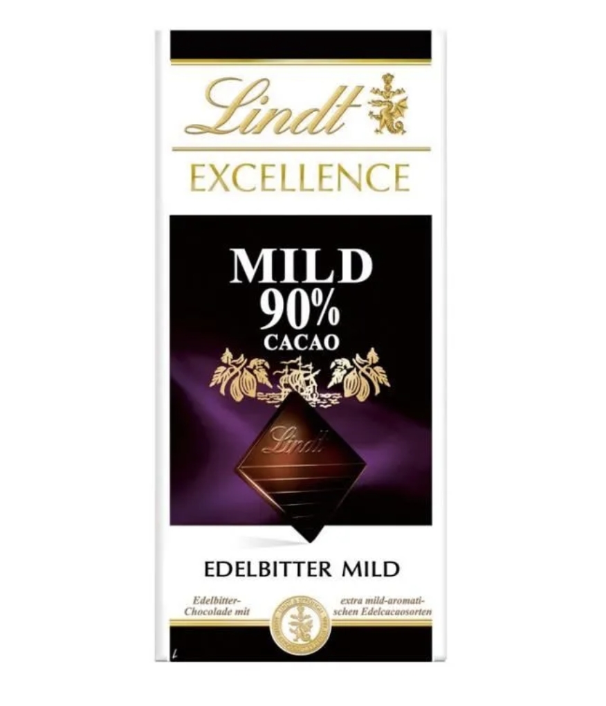 Lindt Excellence 90%, mild dark chocolate 100gr 