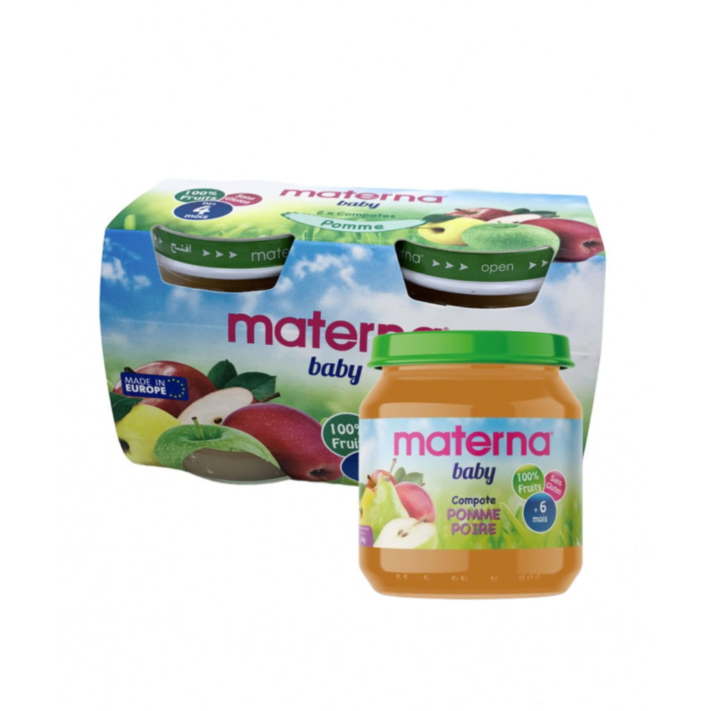 Materna Lot de deux compotes pommes Poire 2x130G