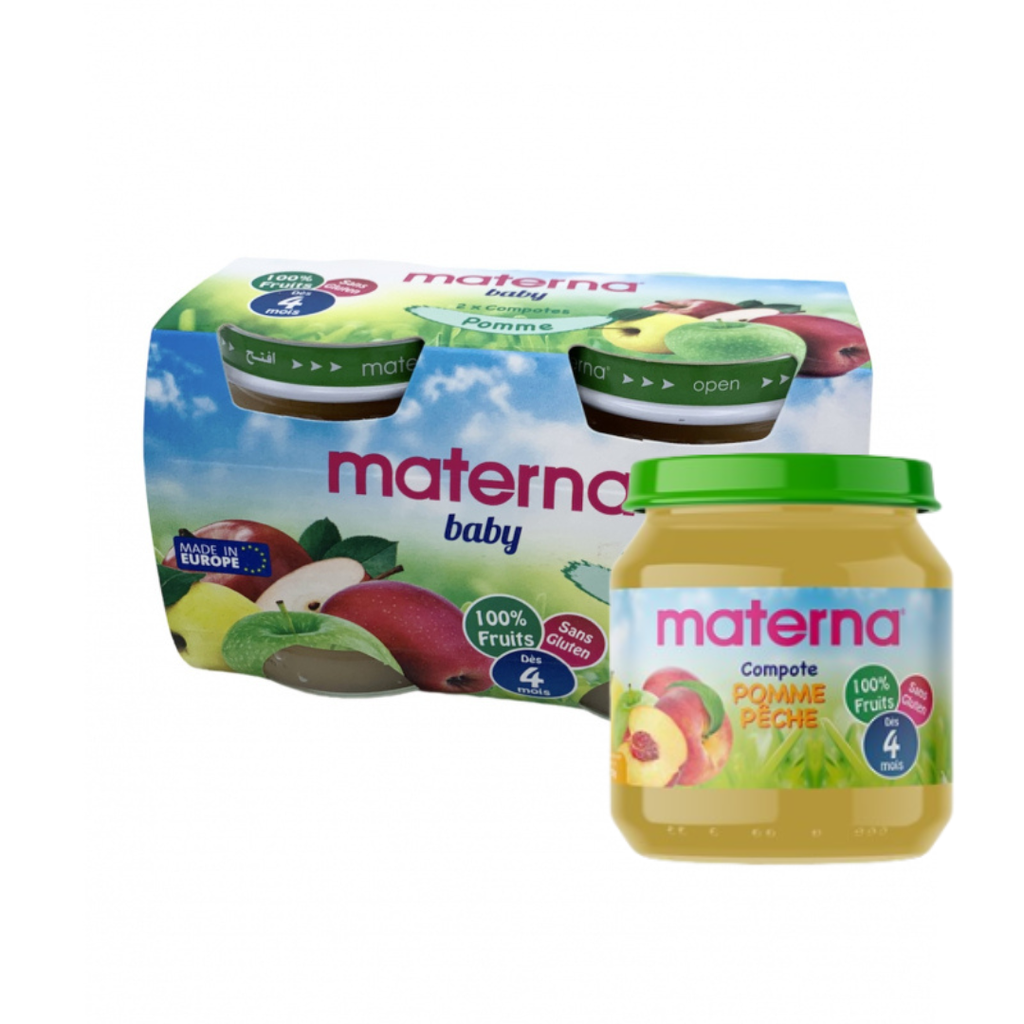 Materna Lot de deux compotes pommes Peche 2x130G