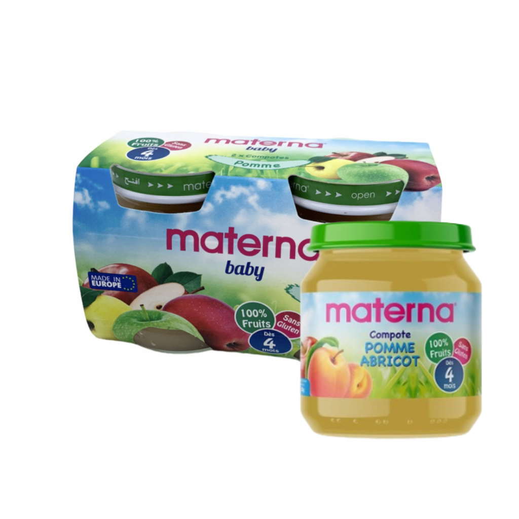 Materna Lot de deux compotes pommes Abricot 2x130G