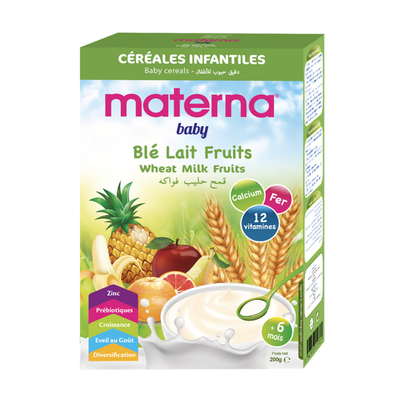 Materna Céréales Blé lait 5 fruits 200gr