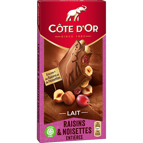 Cote D'Or Raisins Noisettes - Lait 180gr