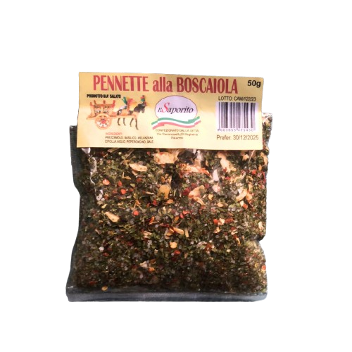 Pennette alla Boscaiola (Parsley, Eggplant, Basil Onion Garlic Peperoncino ) 50gr