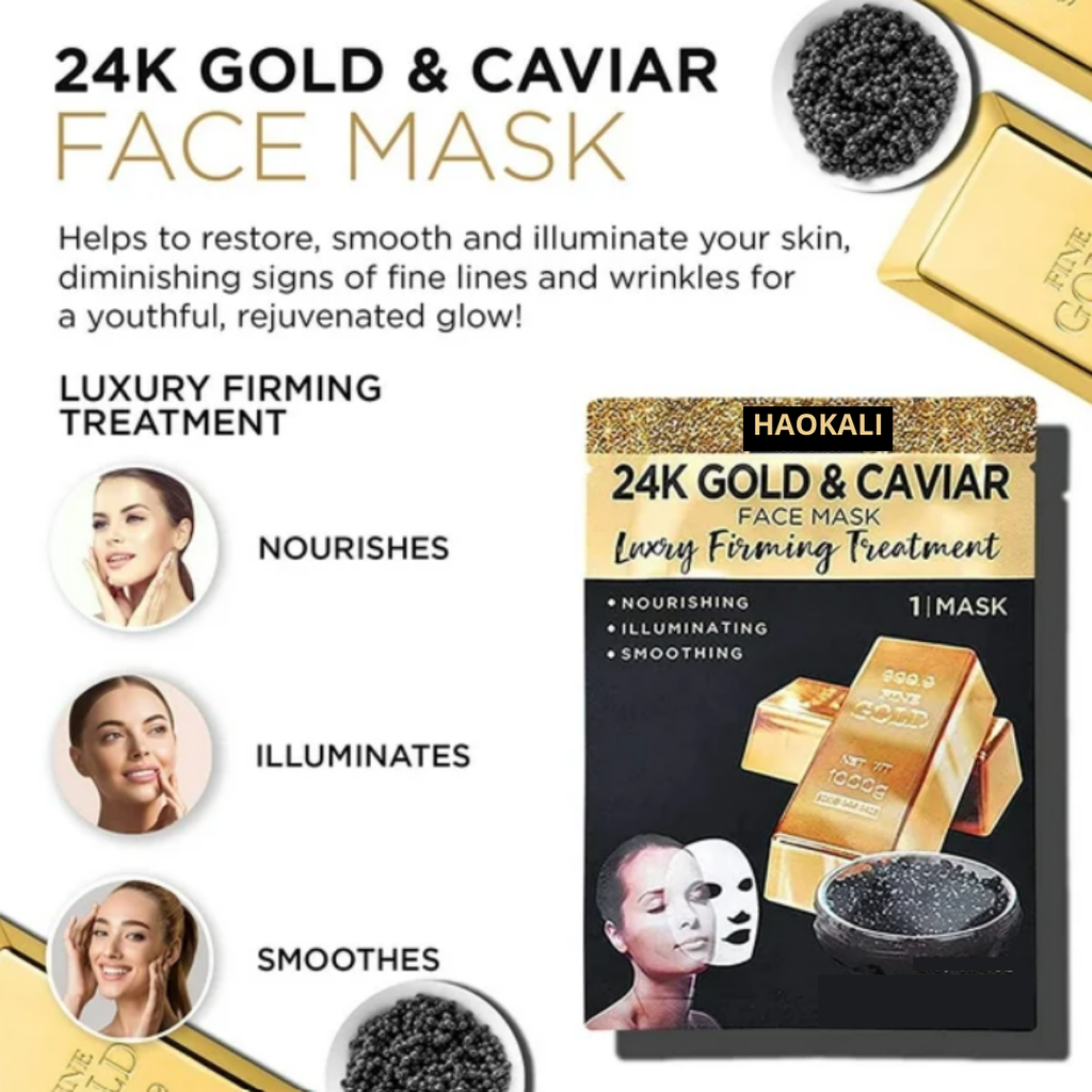 HAOKALI 24K Gold and Caviar Anti Aging Luxury Face Mask