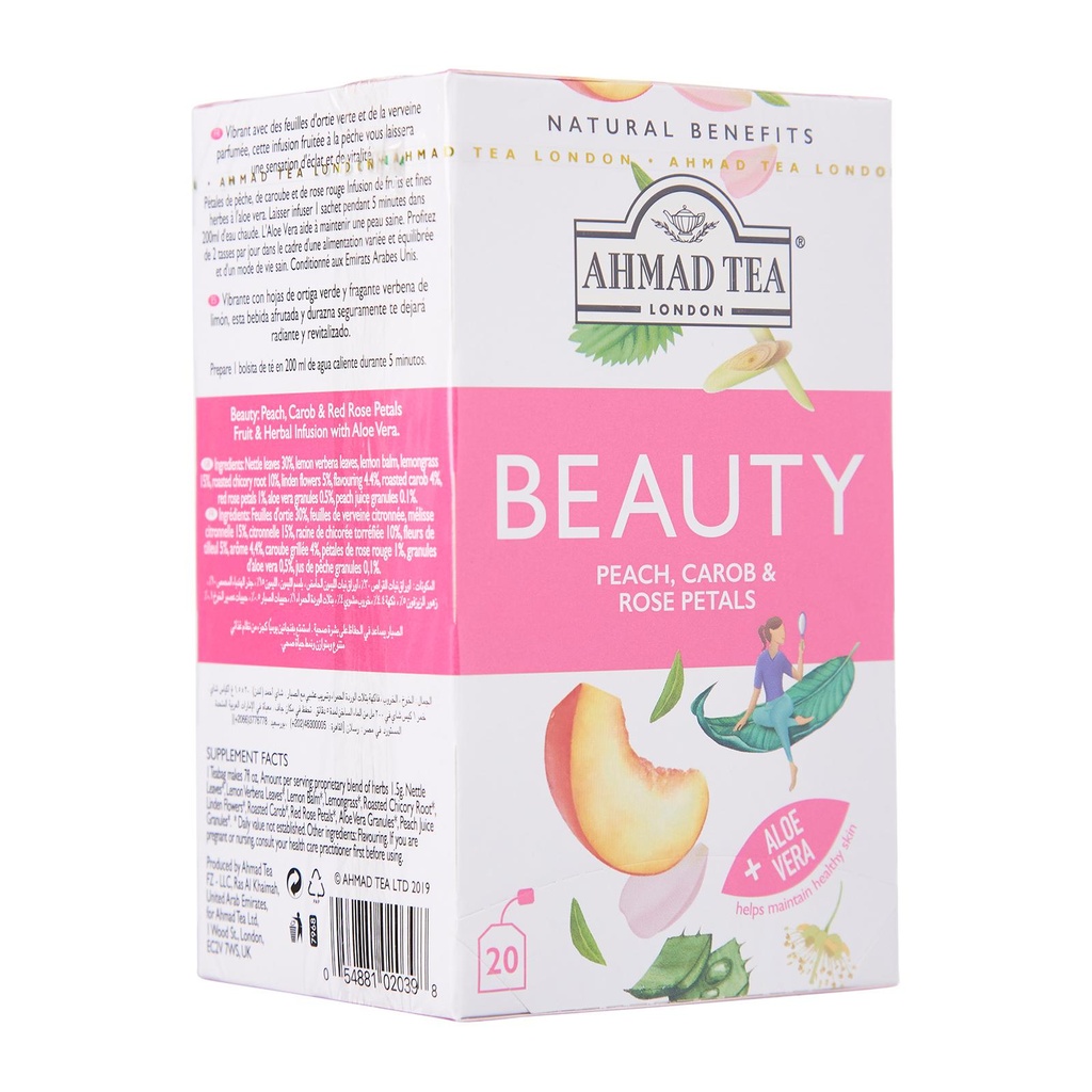 Ahmad Tea pêche et pétales de rose 20  sachets