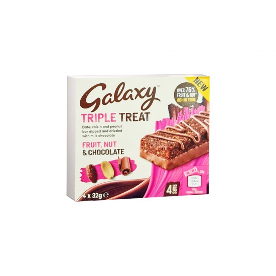 Galaxy Triple Treat Fruit & Nut Milk Chocolate Snack Bars Multipack 4x32g