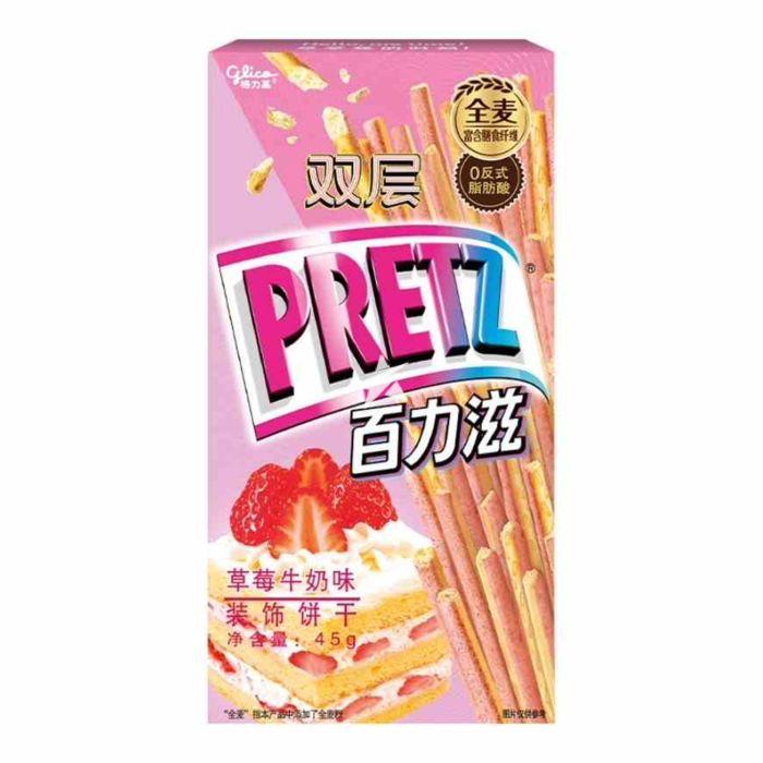 Glico Double Pretz Biscuit - Strawberry Milk Flavour 45g